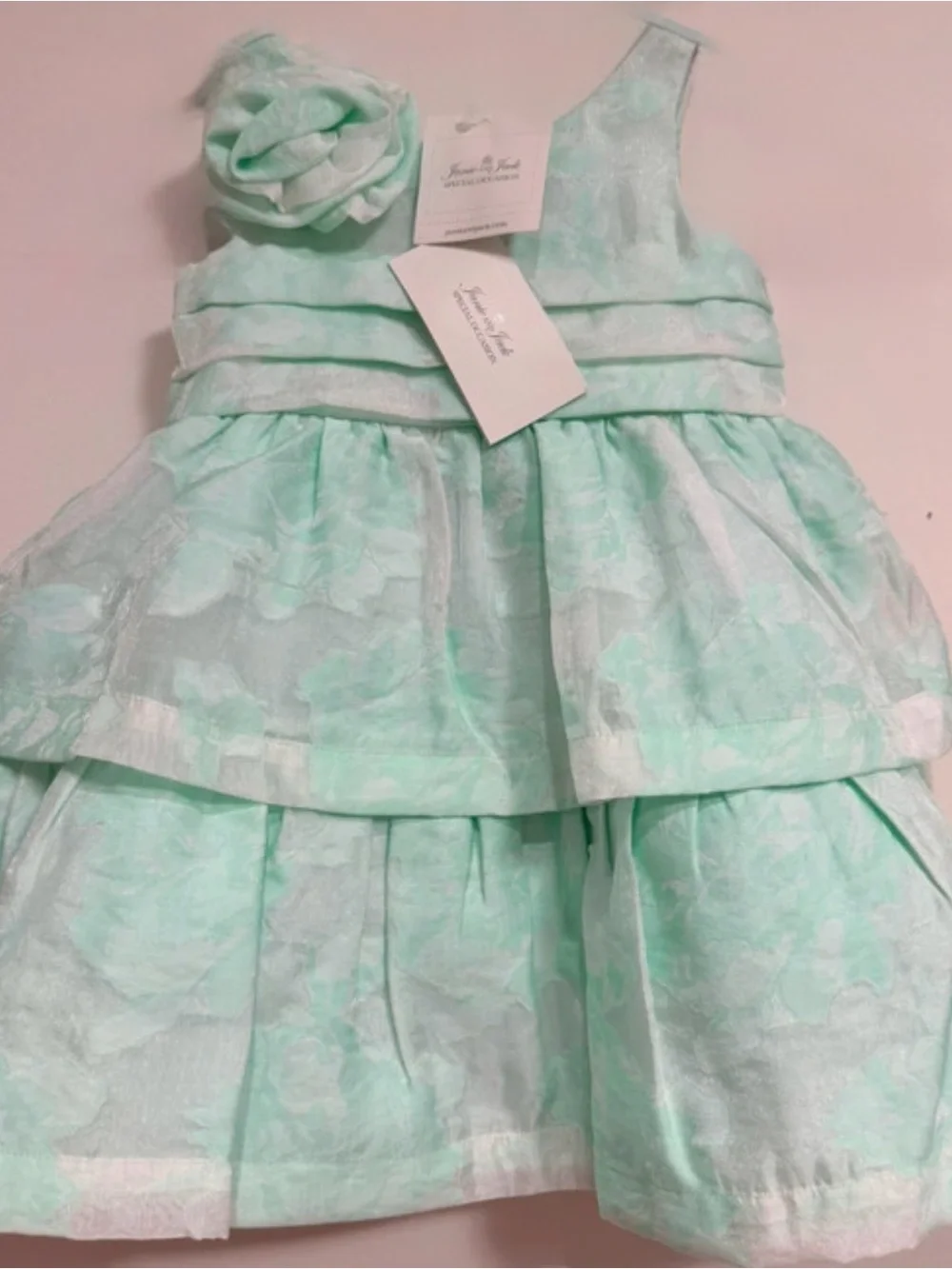 NEW Janie and Jack Mint Green Floral Special Occasion Dress - Size 12/18 months